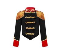 inlzdz Costume da Schiaccianoci per Bambina Giacca da Domatrice Circo Ringmaster Blazer da Smoking Jacket Parade del Batterista della Banda Militare Nero A 3-4 anni