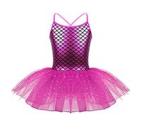 inlzdz Costume Piscina Bambina Costume da Bagno delle Principesse Sirenetta Costume da Bagno Pigiama Mare Intero Bikini tutù Tankini Bambina 3-10 Anni Rosa Shocking 8 Anni