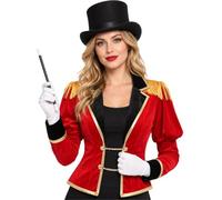 inlzdz Donna Cosplay Di Direttrice Di Circo Costume Da Artista Del Circus | Vestito Frac Circo In Velluto Morbido,Costume Da Soldatino Di Piombo,Artista Halloween,Feste A Tema,Festival Musicale