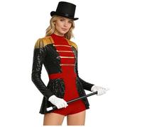 inlzdz Donna Costume Da Circo Da Danza Da Spettacolo Da Del Ventre Vestito | Costume Da Soldatino Di Piombo,Circo Lunghezza Corta,Direttore Donna,Festa A Tema,Discoteca,Direttrice,Rave,Danza Indiana