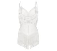 inlzdz Donne Balletto Body per Danza Ballet Leotard Ginnastica Artistica Body da Ballo Latino con Nappa Vestito Danza Classica Costume Danza del Ventre Avorio L