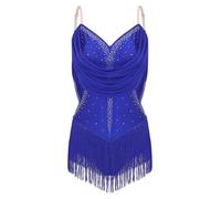 inlzdz Donne Balletto Body per Danza Ballet Leotard Ginnastica Artistica Body da Ballo Latino con Nappa Vestito Danza Classica Costume Danza del Ventre Blu L
