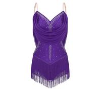 inlzdz Donne Balletto Body per Danza Ballet Leotard Ginnastica Artistica Body da Ballo Latino con Nappa Vestito Danza Classica Costume Danza del Ventre Viola M