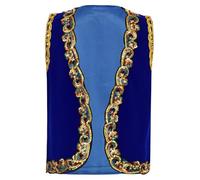 inlzdz Gilet da Principe Arabo Oriente per Bambino Ragazza Costume Ladro del Deserto Cardigan Aperto sul Davanti Giacca Senza Manica Costume Carnevale Halloween Blu B 9-10 anni