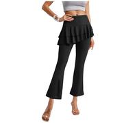 inlzdz Leggins a Zampa di Elefante Larga Donna Gonna di Pantaloni di Danza del Ventre Pantaloni da Ballo Latino Americano Pantaloni Lunghi per Samba Rumba Nero 4XL