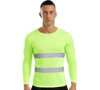inlzdz Maglietta di Sicurezza Uomo con Protezione di Avvertimento T-Shirt Manica Lunga Felpa ad Alta visibilità Gilet Catarifrangente Abbigliamento da Lavoro Verde L