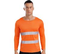 inlzdz Maglietta di Sicurezza Uomo con Protezione di Avvertimento T-Shirt Manica Lunga Felpa ad Alta visibilità Gilet Catarifrangente Abbigliamento da Lavoro Arancione XL