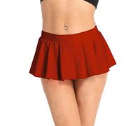 inlzdz Minigonna a Pieghe da Donna Sexy Micro Gonna Corta Cocktail Lingerie Casuale Clubwear Festa Gonnella Gotiche Skirt Danza Pantaloncini Gonna per Giocare a Ruolo Rosso XXL