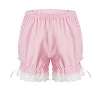 inlzdz Pantaloncini Bambine Sottogonna Vita Elastica con Rifiniti Pizzo Morbidi Leggins Corti Vittoriano Volant Zucca Pumpkin Bloomers Culotte Pigiama Pantaloni da Casa Rosa 2-3 Anni