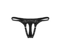 inlzdz Uomo Mutande in Pelle Sexy Nero Jockstrap Aperto Perizoma Mini Slip Latex Thong Sospensorio O-Ring Lingerie Intimo Erotico Pelle Slip Intimo Bikini Nero XL