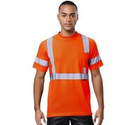 inlzdz Uomo T-Shirt Riflettente di Avvertimento per la Sicurezza edilizia ad Alta visibilità Camicia di Sicurezza a Contrasto Asciugatura Rapida Workwear