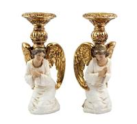 Inmaculada Romero IR Angeli di Ginocchio Barca a vela Figura 30 cm. 2 Pezzi Immagine Resina Colore Bianco