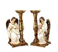 Inmaculada Romero IR Barche A Vela, 2 Pezzi. Angelo in Ginocchio con Ali Dorate da 20 Cm, Finitura in Resina.