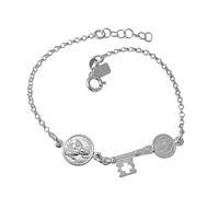 Inmaculada Romero IR Bracciale con chiave di San Benedetto in argento Sterling 925, 17 cm. Catena rolo da 2 mm. Medaglia di San Giuda Taddeo da 10 mm.