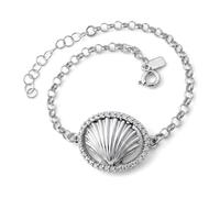 Inmaculada Romero IR Bracciale da pellegrino con conchiglie per il Cammino di Santiago de Compostela, argento sterling 925, 17 cm, rolo 3,3 mm, conchiglia 22 x 18 mm, zirconi cubici