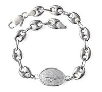 Inmaculada Romero IR Bracciale della Vergine Miracolosa in argento Sterling 925, 20 cm. Cordoncino da 10 x 8 mm. Medaglia da 18 mm.