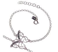 Inmaculada Romero IR Bracciale doppio Always Together in argento Sterling 925m, 16,5 cm. Farfalla da condividere, 15 mm.