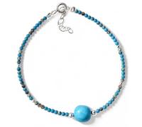 Inmaculada Romero IR Bracciale in argento sterling 925, 17 cm, con pietre turchesi da 2 mm e perle lisce da 2 mm e 3 mm.
