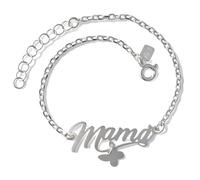 Inmaculada Romero IR Bracciale in argento sterling 925, lungo 17 cm, largo 2 mm, con scritta MOM da 3 cm, pendente a farfalla da 7 mm.