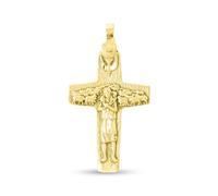 Inmaculada Romero IR Ciondolo a forma di croce del Buon Pastore in oro massiccio 18k, 37 mm. Papa Francesco. Incisione inclusa nel prezzo - Personalizzabile - INCISIONE INCLUSA NEL PREZZO