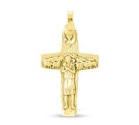 Inmaculada Romero IR Ciondolo a forma di croce del Buon Pastore in oro massiccio 18k da 48 mm. Papa Francesco. Incisione inclusa nel prezzo - Personalizzabile - INCISIONE INCLUSA NEL PREZZO