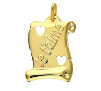 Inmaculada Romero IR Ciondolo a forma di pergamena in oro 9k da 17 mm con la frase JE T AIME (TI AMO). Incisione inclusa nel prezzo - Personalizzabile - INCISIONE INCLUSA NEL PREZZO