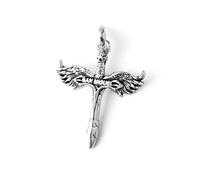 Inmaculada Romero IR Ciondolo a forma di spada con ali di San Michele in argento sterling 925, 25 mm, ossidato