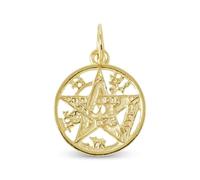 Inmaculada Romero IR Ciondolo amuleto Tetragrammaton in argento Sterling 925 placcato oro, 15 mm. bozza
