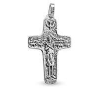 Inmaculada Romero IR Ciondolo Croce del Buon Pastore di Papa Francesco in argento Sterling 925, 39 mm