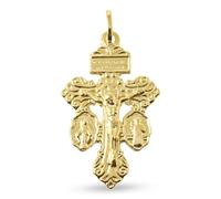 Inmaculada Romero IR Ciondolo Croce del Perdono, argento sterling 925, placcato oro, 32 mm. Gesù di Nazareth, Re dei Giudei