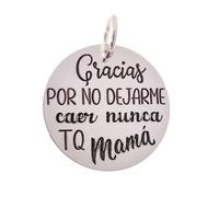 Inmaculada Romero IR Ciondolo in argento sterling 925, 21 mm. GRAZIE PER NON AVERMI MAI LASCIATO CADERE. TI VOGLIO BENE MAMMA. Incisione inclusa - Personalizzabile - INCISIONE INCLUSA NEL PREZZO