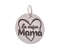 Inmaculada Romero IR Ciondolo in argento sterling 925 con disco da 18 mm e la scritta BEST MOM. Incisione inclusa nel prezzo - Personalizzabile - INCISIONE INCLUSA NEL PREZZO