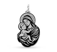 Inmaculada Romero IR Ciondolo raffigurante la Vergine Maria con Bambino in argento Sterling 925, massiccio, 28 mm, tagliato al laser.