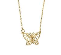 Inmaculada Romero IR Collana girocollo a farfalla MAMA in argento sterling 925 placcato oro, lunghezza 42 cm. Pendente 14 x 5 mm.