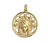 Inmaculada Romero IR Medaglia della Vergine della Gioia in argento sterling 925 placcato oro Vergine Bambina Prima Comunione 27 mm.