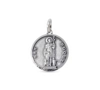 Inmaculada Romero IR Medaglia di San Rocco in argento sterling 925 massiccio, 15 mm. Castone liscio. Incisione inclusa nel prezzo. Personalizzabile.