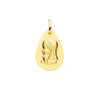 Inmaculada Romero IR Medaglia in oro 18k per la Prima Comunione, 23 mm, dalla forma liscia a goccia.