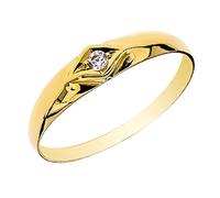 Inmaculada Romero IR Solitario in oro 9k con zircone cubico al centro, dettagli a forma di rombo