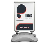 INMO Supporto per manifesti A1 argento, lavagna pubblicitaria con serbatoio, ideale per interni ed esterni. Mobile grazie alle ruote incluse due pellicole protettive.