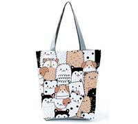 INN Animals - Borsa da donna in tela di cotone, borsa per la spesa, borsa in tessuto, Tote Bag con motivi animali, Cat_pecora, 37x27x8 cm