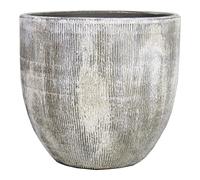 INNA-Glas Fioriera in Ceramica KAMUNI, a Righe Verticali, Grigio-Verde, 17 cm, Ø 19 cm - Vaso da Fiori