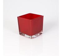 INNA-Glas Piccolo portacandela in Vetro Kim, Rosso, 8 x 8 x 8cm - Portalumino/Bicchiere Decorativo