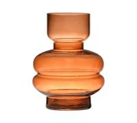 INNA-Glas Vaso di Vetro Fantasia TAMLIN, Arancione-Marrone-Trasparente, 15cm, Ø9cm - Vaso per Fiori