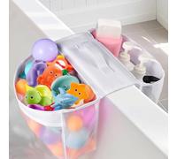 INNAL 1 Pezzi Borsa Portagiochi da Bagno(Bianco),Borsa in Rete con 2 Scomparti,Contenitore per Giocattoli da Bagno,Organizer da Appendere alla Vasca da Bagno per Riporre e Organizzare Giocattoli