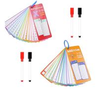 INNAL 1 Set Schede Di Studio Di Matematica,15 Pezzi Flashcard di Moltiplicazione,15 Pezzi Carte di Aggiunta con 2 Anelli e 4 Pennarelli(rosso+nero) per Bambini All'inizio Dell'anno Scolastico