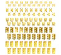 INNAL 100 Pezzi Anelli per Capelli, 5 Stili Gioielli per Alluminio Anelli Capelli Trecce Accessori per Dreadlocks Anelli Uomini Donne(Oro)