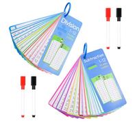 INNAL 15 Sottrazione Flash Cards,15 Schede Flash per Divisionei,Schede Flash Matematiche con 4 Penne Cancellabili a Secco, 2 Anello,Giochi di Matematica per Bambin per Bambini Dalla 1a-4a Elementare