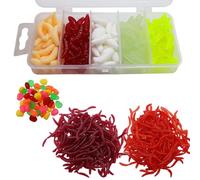 INNAL 375 Pezzi Worm Esche da Pesca Morbide Verme Esca Vermi Esche Morbida Plastica Esche Verme Artificiale Adatto Acqua Salata e Acqua Dolce Vari Tipi di Pesci