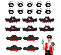 INNAL Pirata Cappello Feltro Accessori Accessori da Pirata Set di Accessori per Pirata 10 Pcs Cappelli da Pirata per Bambini 10 Pcs Banda Occhio Pirata per Feste a Tema Pirata Halloween Cosplay