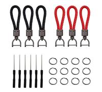 INNAL Set da 12 Pezzi Portachiavi in Pelle Intrecciata con 6 Cacciaviti,Portachiavi Portatili,PU Porta chiavi In Pelle per Auto,Portàchiavi in Pellè Unisex per Auto,Moto E Porta chiavi Casa (Nero)
